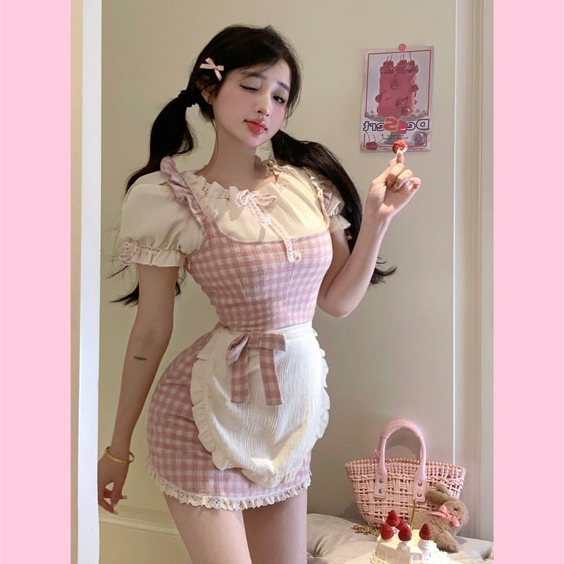 Lisa the Strawberry Elf's Chocolatier and Bakery Cottagecore Princesscore Fairycore Coquette Kawaii Dress with Optional Top Set