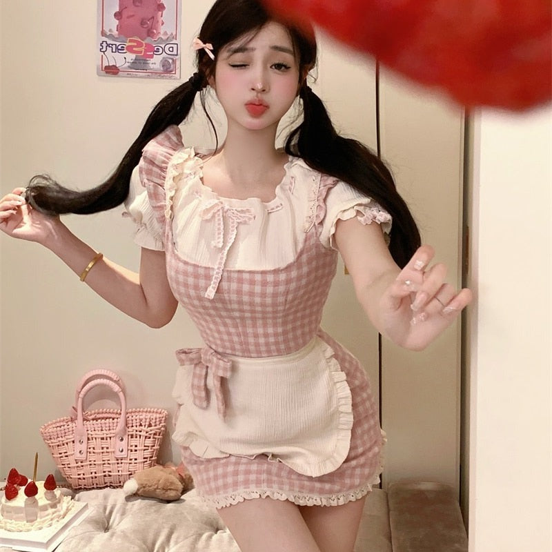 Lisa the Strawberry Elf's Chocolatier and Bakery Cottagecore Princesscore Fairycore Coquette Kawaii Dress with Optional Top Set