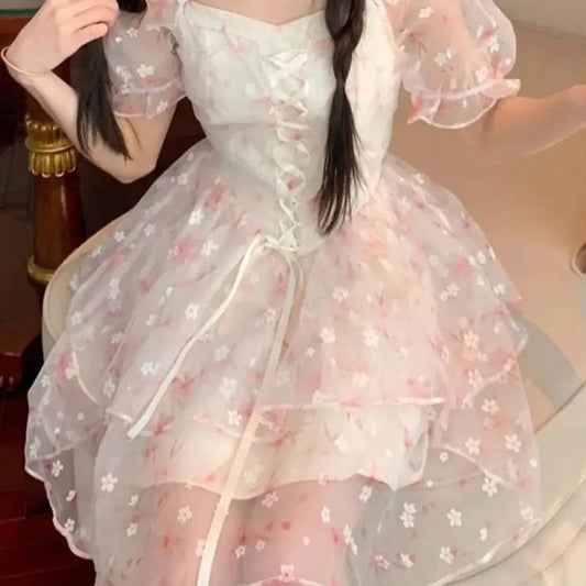 Adorable Rosebud Fairycore Cottagecore Princesscore Angelcore Soft Girl Coquette Dress