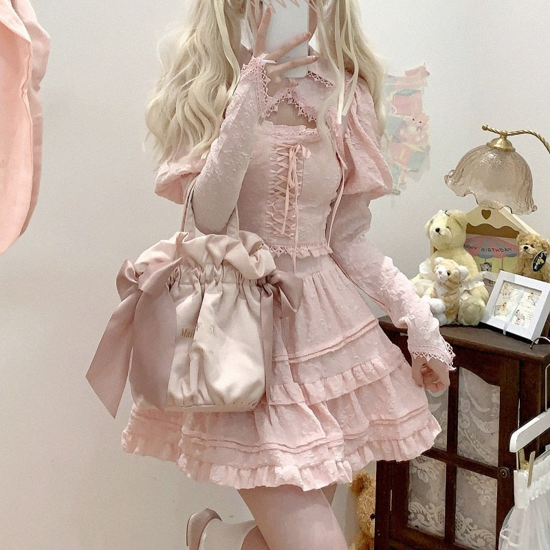 Princess' Poise Academy Cottagecore Fairycore Princesscore Coquette Kawaii  Dress With Optional Top And Cardigan Sweater Set, Pinterest Casual Outfits  218