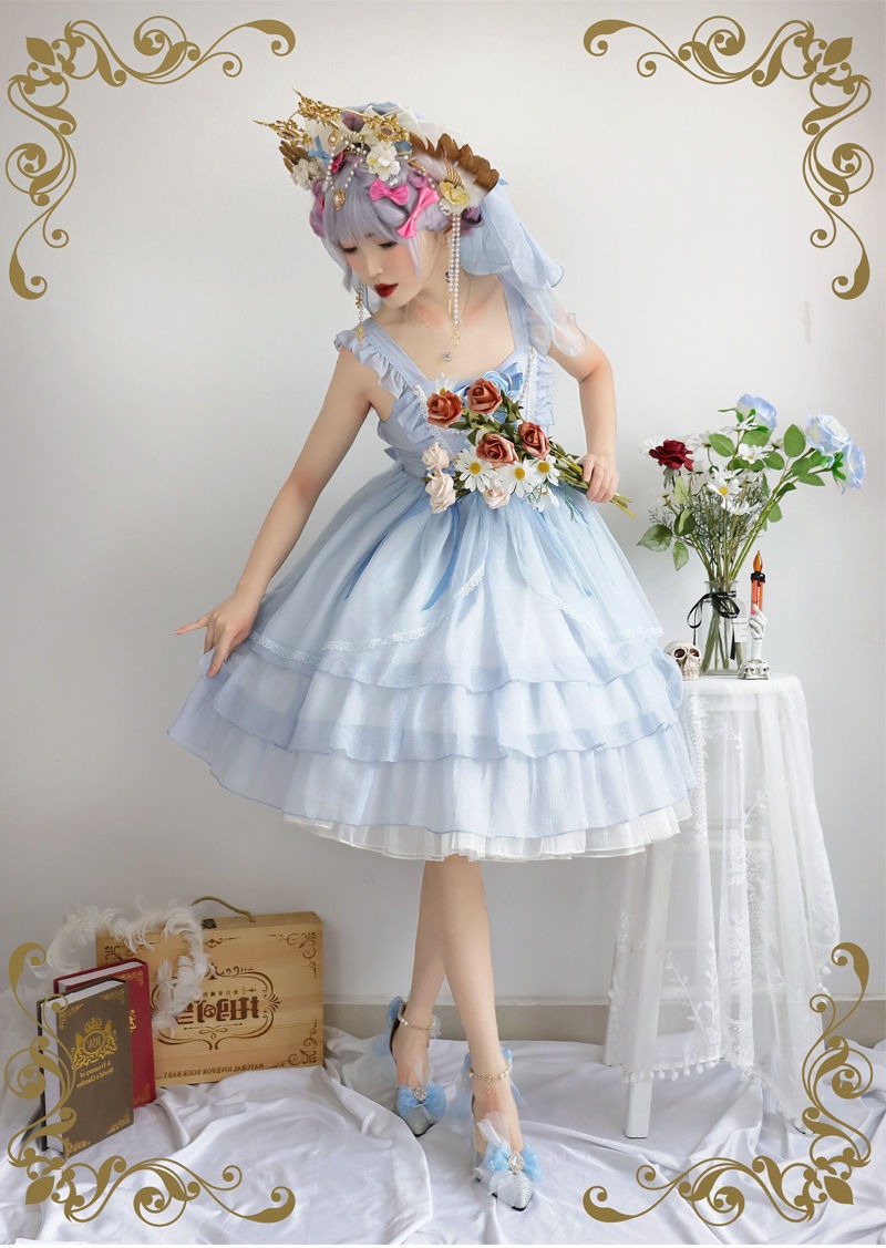 A Love Once in a Blue Rose Cottagecore Fairycore Princesscore Coquette Angelcore Kawaii Dress