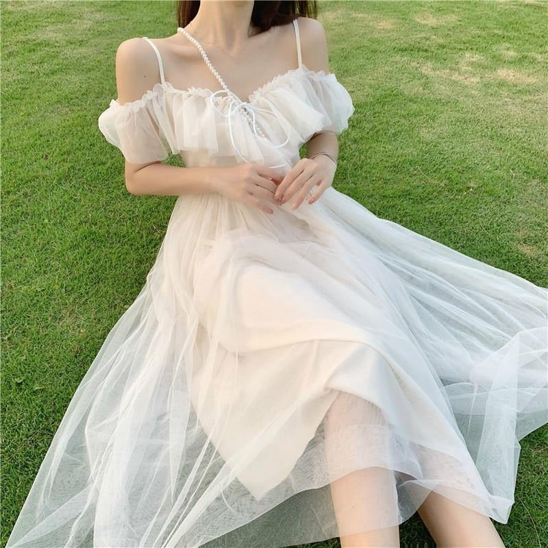 Cloud Fairycore White Dress - Starlight Fair
