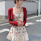Sweet Cherry Basket Cottagecore Princesscore Fairycore Coquette Kawaii Dress with Optional Cardigan Set