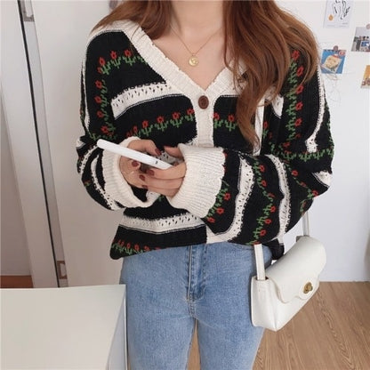 Rows of Holland Tulips Fairycore Sweater Top