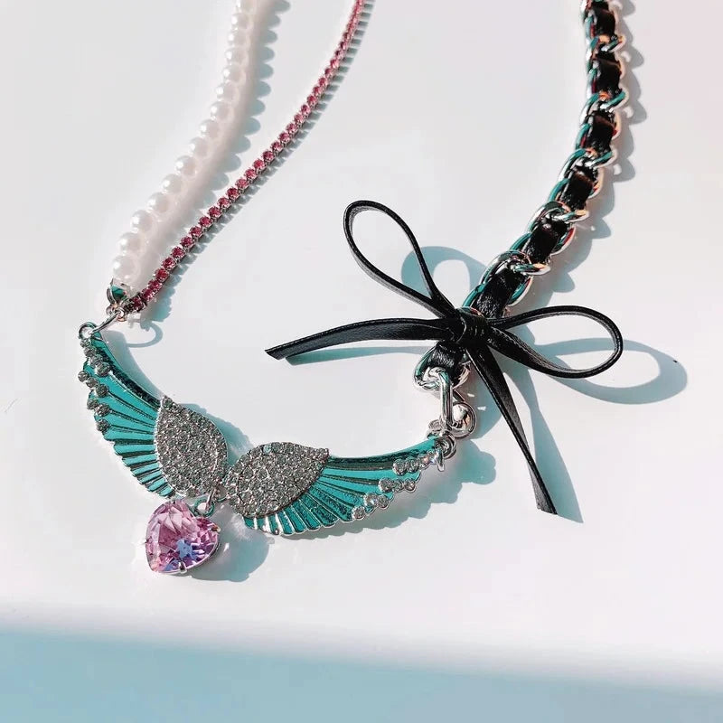 Guided by Guardian Angels              Choker Necklace Kawaii Academia Y2K Cottagecore Coquette Fairycore Dollette Princesscore