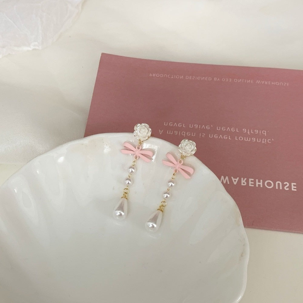 Tina's Itty Bitty Pearls Cottagecore Princesscore Fairycore Coquette Kawaii Earrings