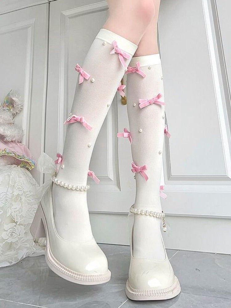 Bows and Sweet Treasures of the Sea Cottagecore Princesscore Fairycore Coquette Mermaidcore Gothic Kawaii Socks