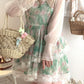 Emeralds, Rose Quartz, and Lace Cottagecore Princesscore Fairycore Coquette Kawaii Dress