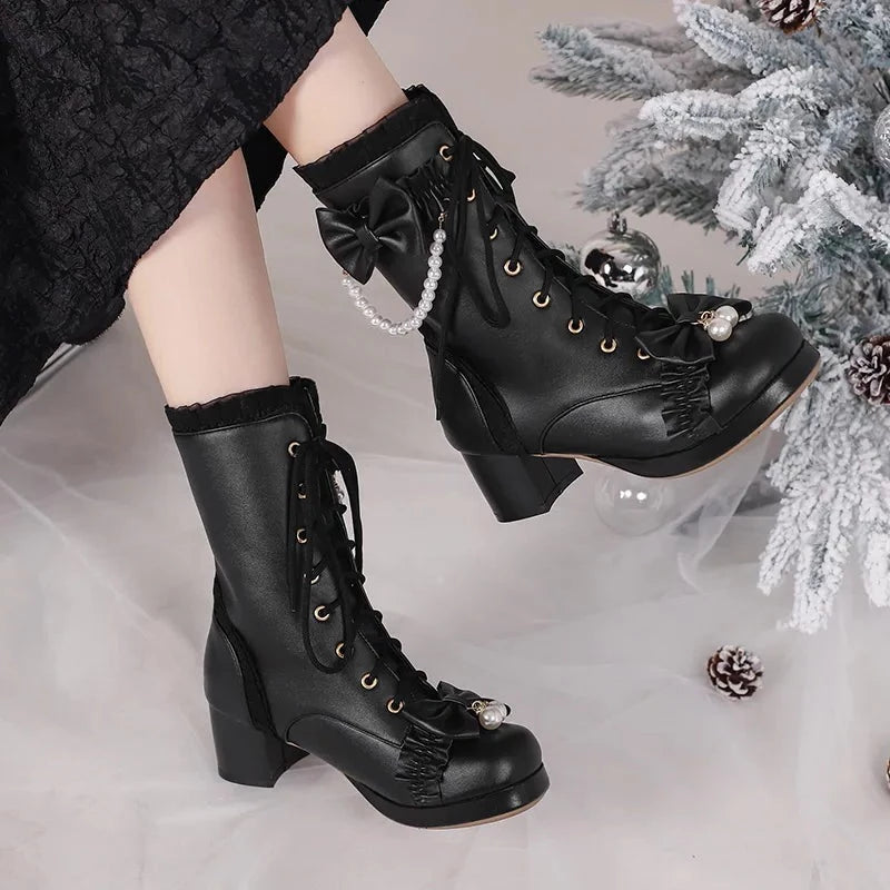 Winter at the Fairytale Shoppes Cottagecore Princesscore Fairycore Coquette Gothic Kawaii Boots Shoes