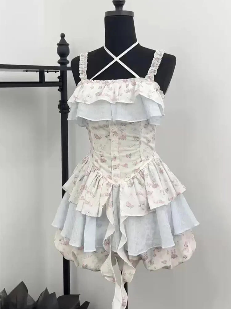 Lizbet's Summer Rose Garden Tea and Pastry Cafe                  Dress Kawaii Academia Y2K Cottagecore Coquette Fairycore Dollette Princesscore