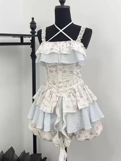 Lizbet's Summer Rose Garden Tea and Pastry Cafe                  Dress Kawaii Academia Y2K Cottagecore Coquette Fairycore Dollette Princesscore