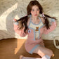 Sweet Teddy Memories Cottagecore Fairycore Princesscore Coquette Kawaii Top  with Optional Cardigan and Skirt Bottoms Set
