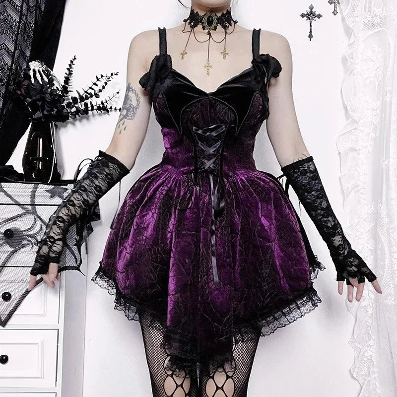 Lucille the Fae  of Blackcurrants      Goth           Dress Dark Academia Kawaii Academia Y2K Cottagecore Coquette Fairycore Dollette Princesscore