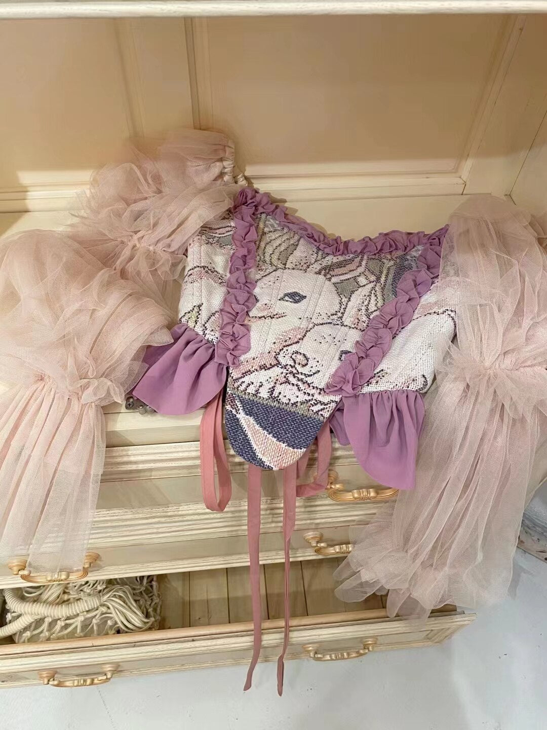 Daydreams of Flowers Garlands, Angels, and Bunnies Cottagecore Princesscore Fairycore Coquette Angelcore Kawaii Corset Top