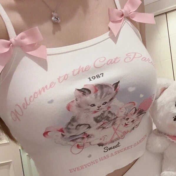 Cat Paradise Cottagecore Princesscore Fairycore Coquette Soft Girl Kawaii Cami Top