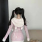 Sparkly Snowy White Rose Lamb Cottagecore Princesscore Fairycore Coquette Soft Girl Angelcore Kawaii Hoodie Sweater Complete Top and Skirt Set