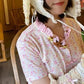 Sweet Knitted Rainbow and Rosebud-Strewn Fairy Baby Bunny Bonnet Pink Y2K Coquette Cottagecore Gyaru Kawaii Fairycore Soft Girl Angelcore Balletcore Fairy Grunge Dollette Mori Princesscore Royalcore Hat