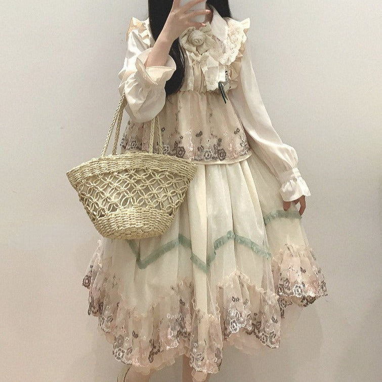 Teddy Brigade Fairycore Princesscore Coquette Kawaii Top with Optional  Skirt Bottoms Complete Dress Set