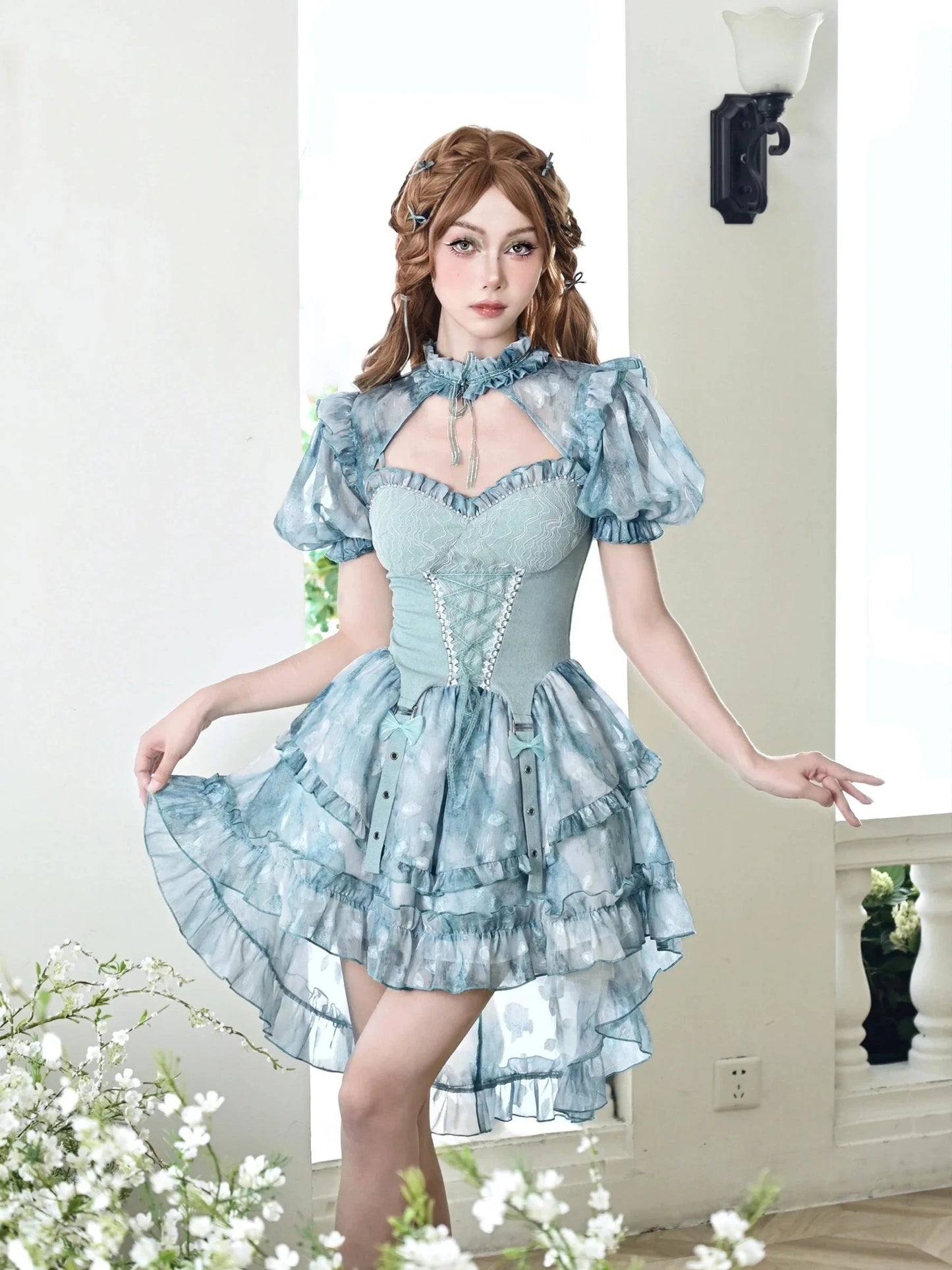 Blueberry Summer Cafe Maid              Dress Mermaidcore Kawaii Academia Y2K Cottagecore Coquette Fairycore Dollette Princesscore