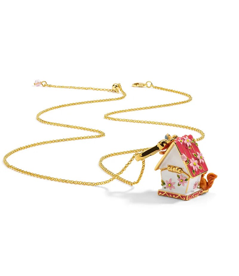 Genuine 18k Gold Plated Copper Squirrel Bed and Breakfast Cottagecore Princesscore Fairycore Coquette Kawaii Locket Necklace