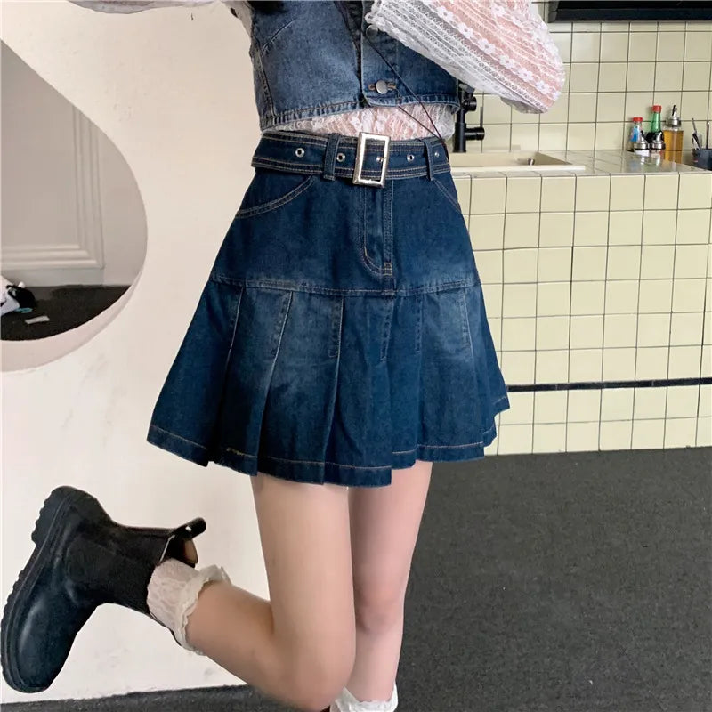 Magical Pop Star's Admirer Kawaii Fairycore Princesscore Top with Optional Denim Skirt Bottoms Set