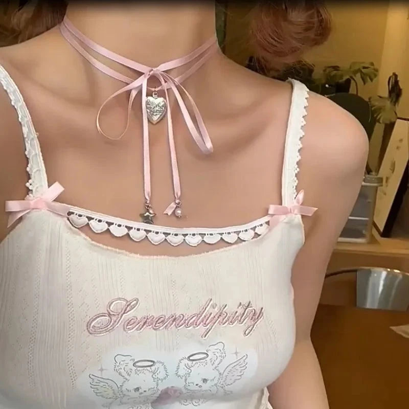 Falling in Love at the Ballet Pink                 Choker Necklace Kawaii Academia Y2K Cottagecore Coquette Fairycore Dollette Princesscore