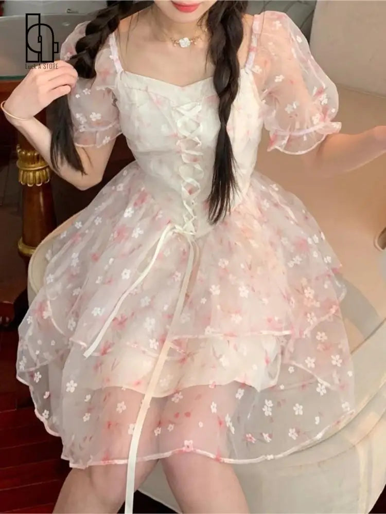 Adorable Rosebud Fairycore Cottagecore Princesscore Angelcore Soft Girl Coquette Dress