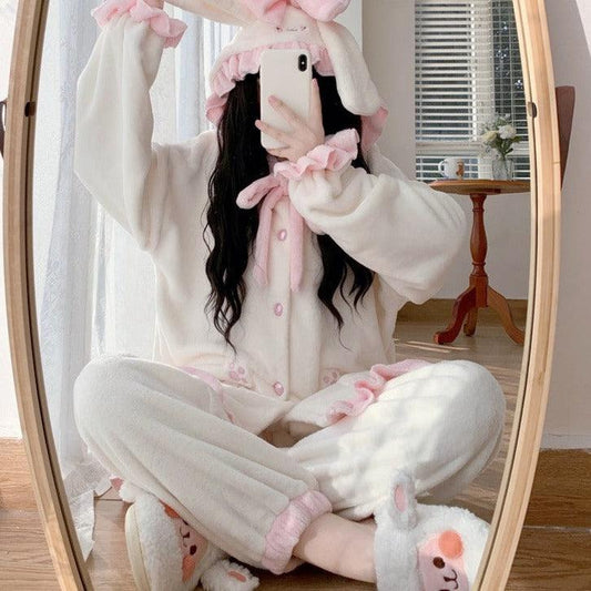 Bunny Belladonna Cottagecore Fairycore Princesscore Warm Sleepwear Set - Starlight Fair