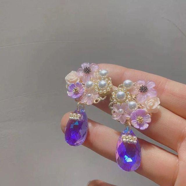 Crystal Flower Seed Fairycore Princesscore Earrings - Starlight Fair