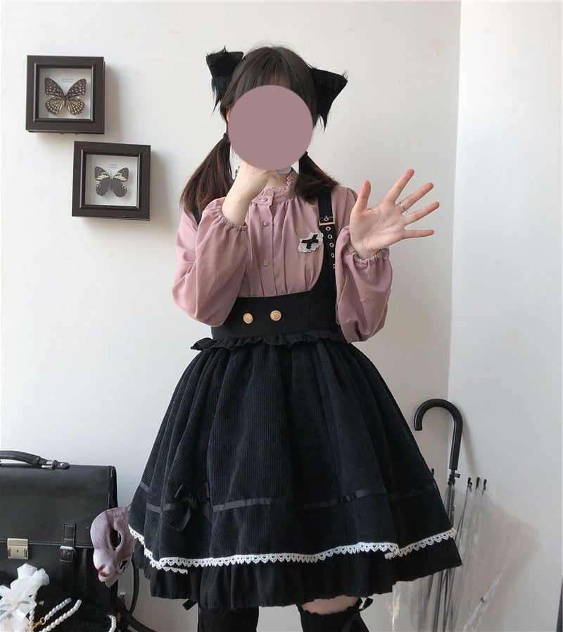 Riza's Cookie Shoppe Cottagecore Fairycore Princesscore Coquette Soft Girl Kawaii Overalls Skirt Dress