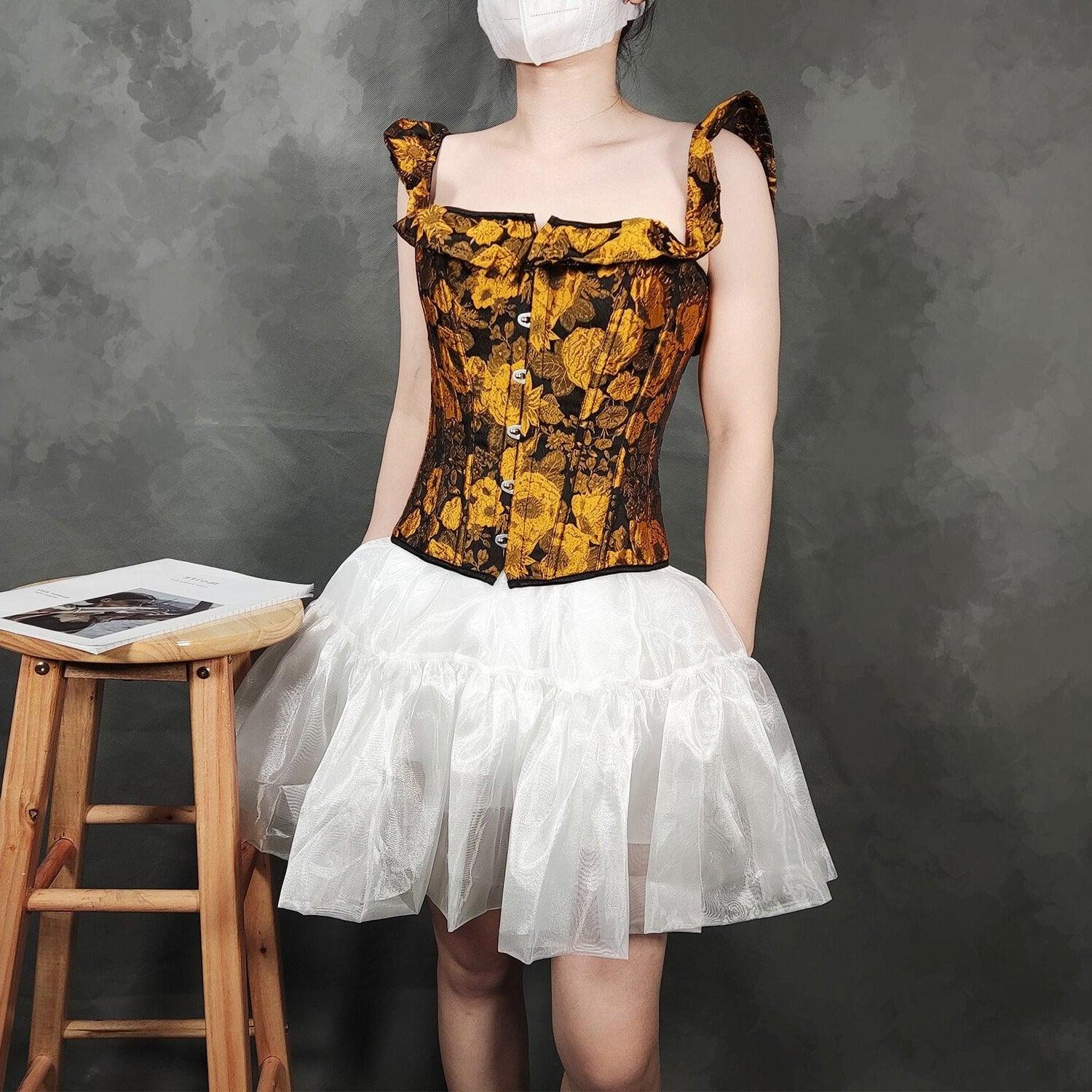 The Pumpkin Elf Dark Fairycore Cottagecore Princesscore Corset Top and Skirt Bottom Set - Starlight Fair
