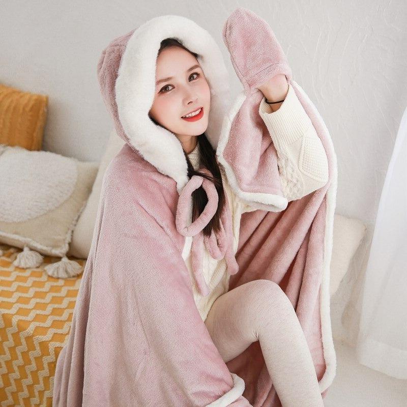 Bunny in Crystal Snow Fairycore Cottagecore Princesscore Robe Sleepwear with Mittens - Starlight Fair