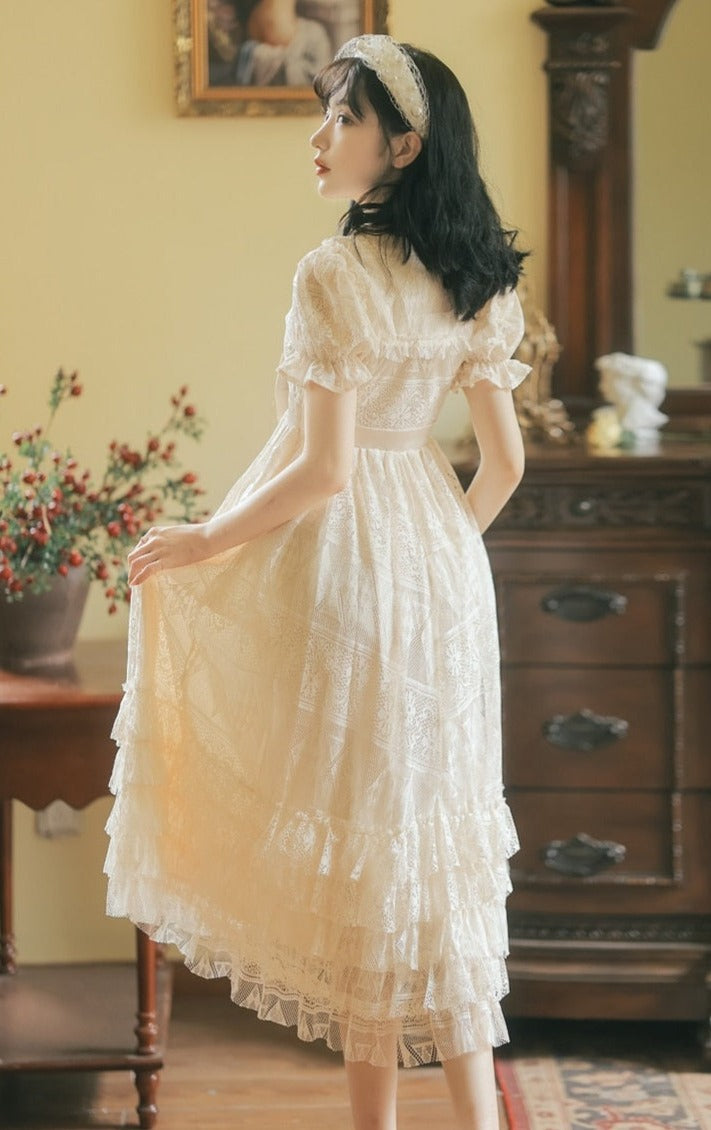 Shower of Lovely Snowflakes Cottagecore Fairycore Princesscore Coquette Kawaii Dress