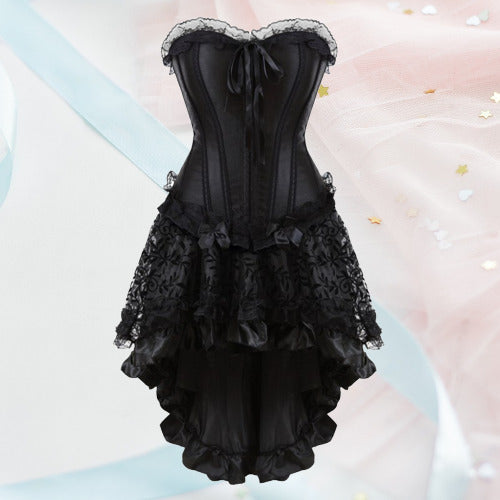 Lady of the Shadows Gothic Dark Cottagecore Fairycore Princesscore Coquette Corset with Optional Skirt Dress Set