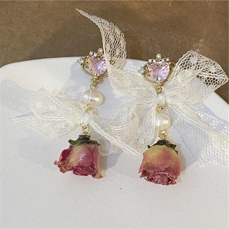 Mina's Dried Roses Fairycore Cottagecore Princesscore Earrings - Starlight Fair