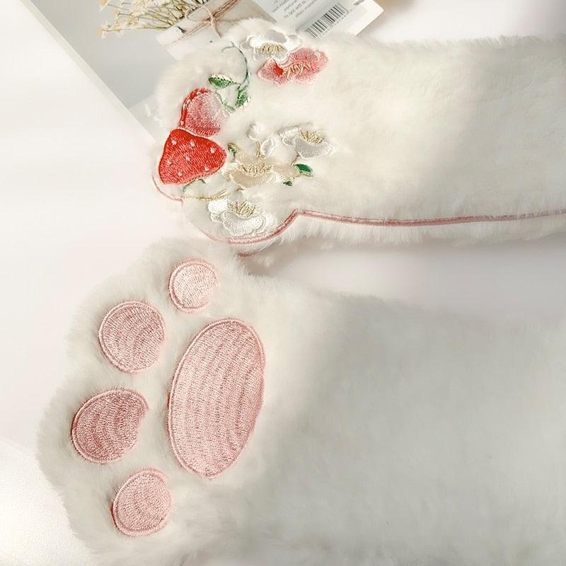 Soft Strawberry Paws Fairycore Cottagecore Princesscore Scarf - Starlight Fair