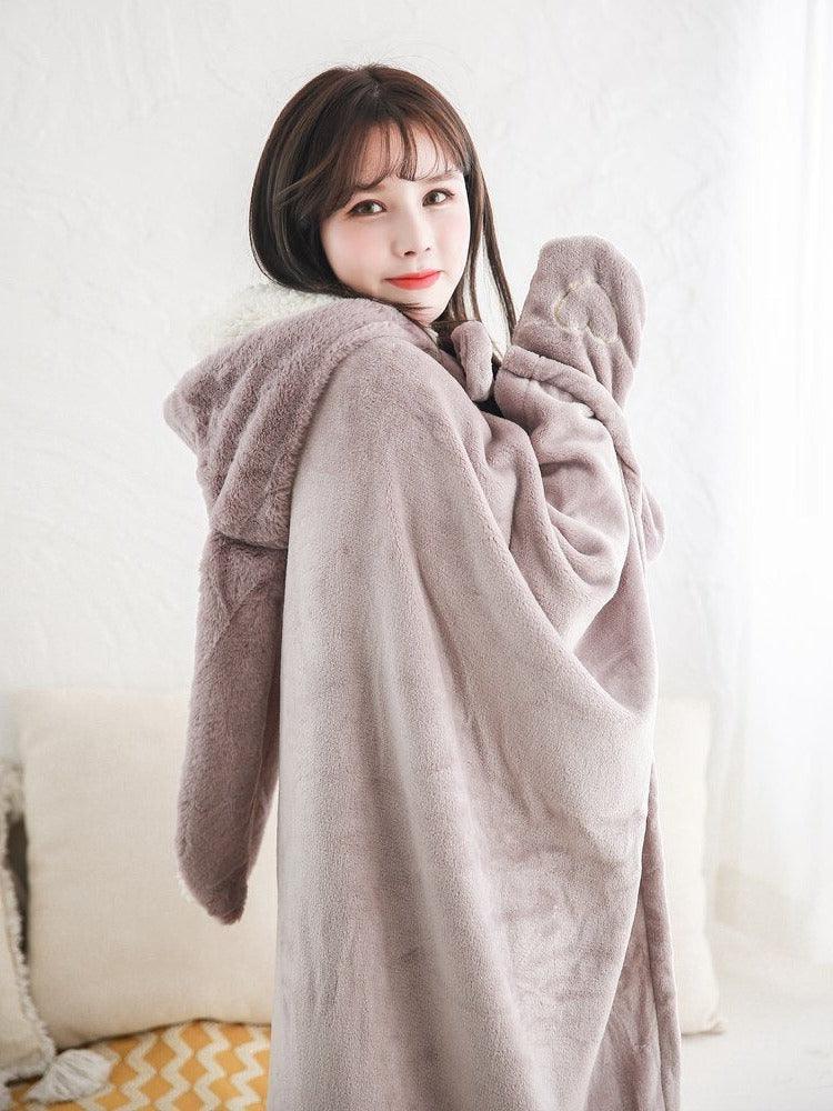 Bunny in Crystal Snow Fairycore Cottagecore Princesscore Robe Sleepwear with Mittens - Starlight Fair