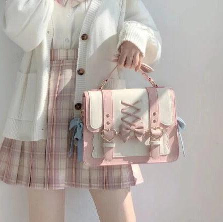 Cute Pleated Ruffle Design Colorful Bow Knot Star Shape Decoration Pearl  Embellishment Sweet Lolita Messenger Bag