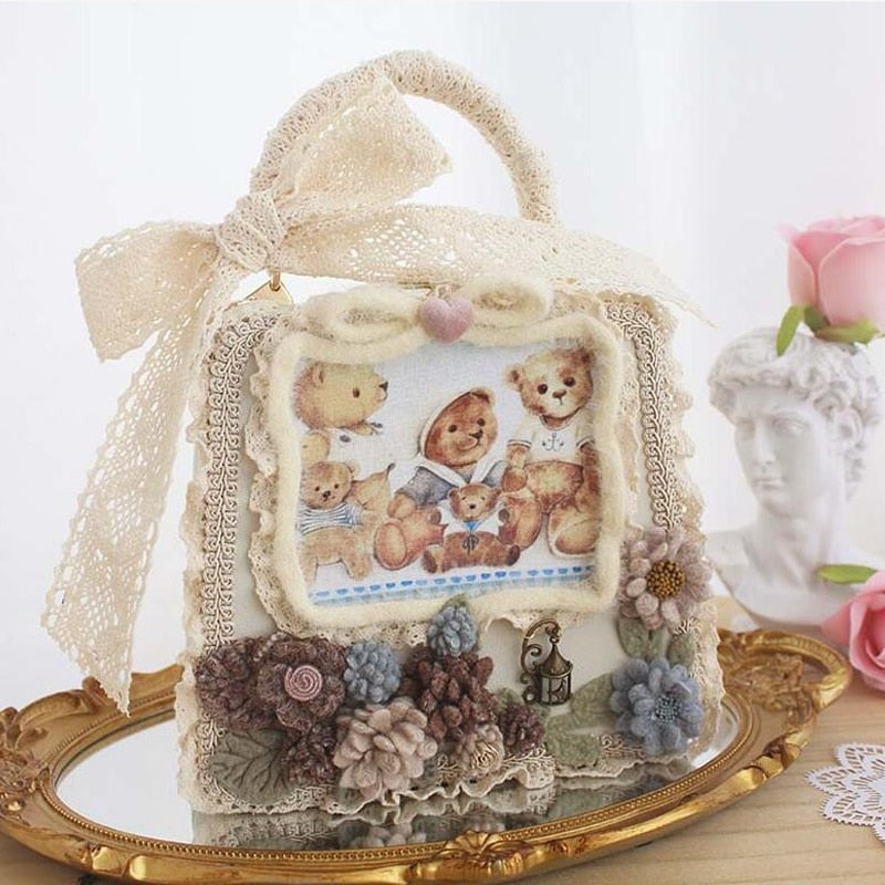 Happy Teddy Family in the Forest Cottagecore Princesscore Fairycore Coquette Kawaii Bag