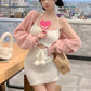 Valentine's Day Giggles Fairycore Princesscore Kawaii Coquette Dress with Optional Cardigan Set