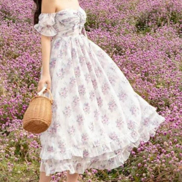 Telulah Jane's Endless Flower Field Cottagecore Fairycore Princesscore Coquette Kawaii Dress - Starlight Fair
