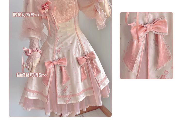 The Silvery Rosy Bells of Spring Cottagecore Fairycore Princesscore Coquette Kawaii Dress