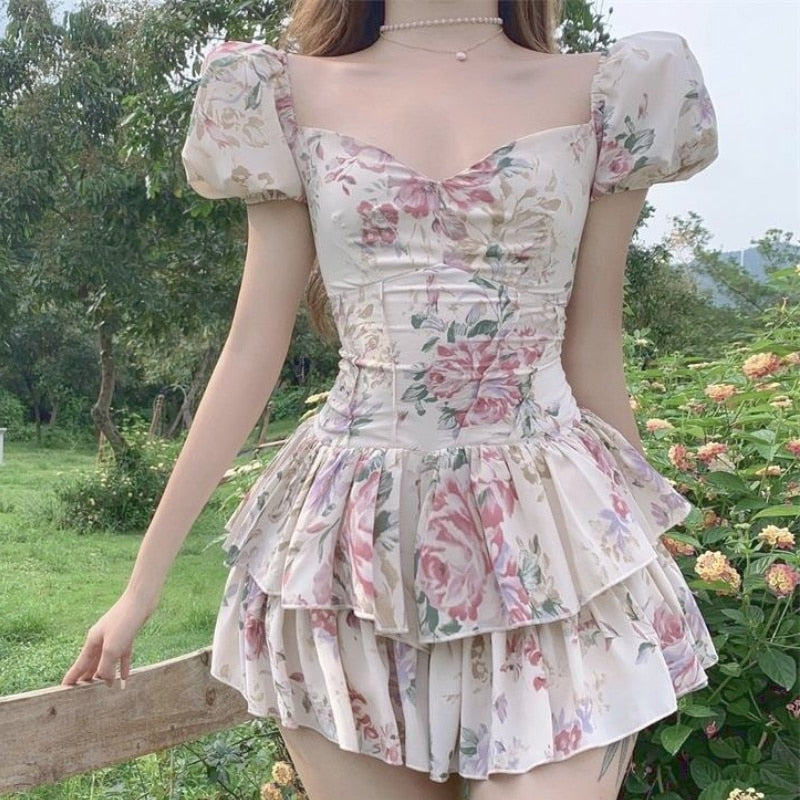 Hare Amongst the Tea Roses  Dress Kawaii Academia Y2K Cottagecore Coquette Fairycore Dollette Princesscore