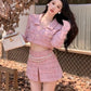 Pretty Pink Rosy Pearl Cottagecore Fairycore Princesscore Coquette Kawaii Cardigan Sweater Top and Skirt Bottom Dress Set