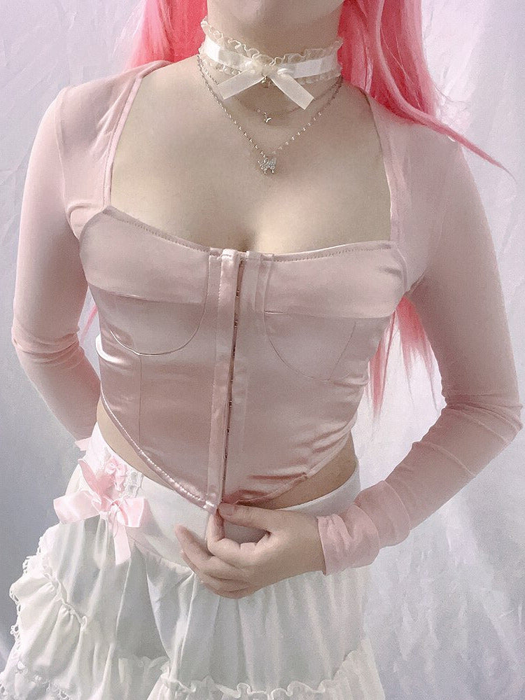 Roxi Arabella Cottagecore Fairycore Princesscore Coquette Balletcore Pink Pilates Princess Gothic Kawaii Top