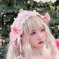 Rosy Dutch Strawberry and Tulip Field Sunrise Fairycore Cottagecore Princesscore Dress and Headband Set - Starlight Fair