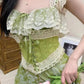 Peridots and Lace Fairycore Cottagecore Princesscore Dress and Corset Top Set - Starlight Fair