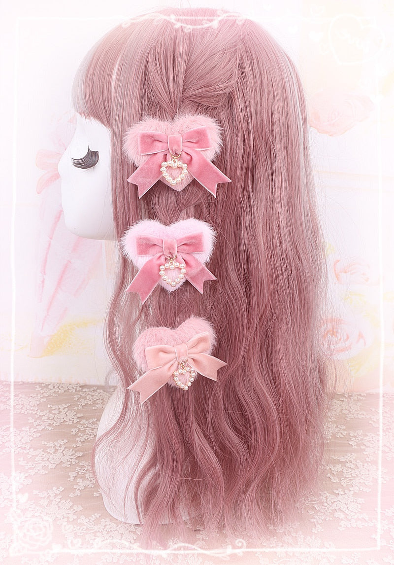 Fruit Pudding Marmalade Heart Cottagecore Fairycore Princesscore Coquette Kawaii Hair Bow Clip Accessory