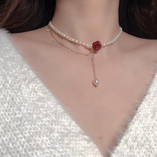 Tessa's Long Stemmed Rose Fairycore Cottagecore Princesscore Choker - Starlight Fair