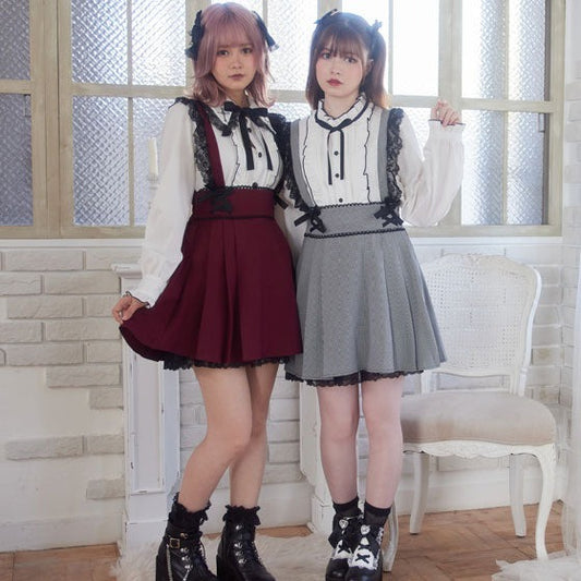 Cassie and Lenore's Girl's Day Out Cottagecore Princesscore Fairycore Princesscore Coquette Gothic Soft Girl Kawaii Overalls Skirt Dress